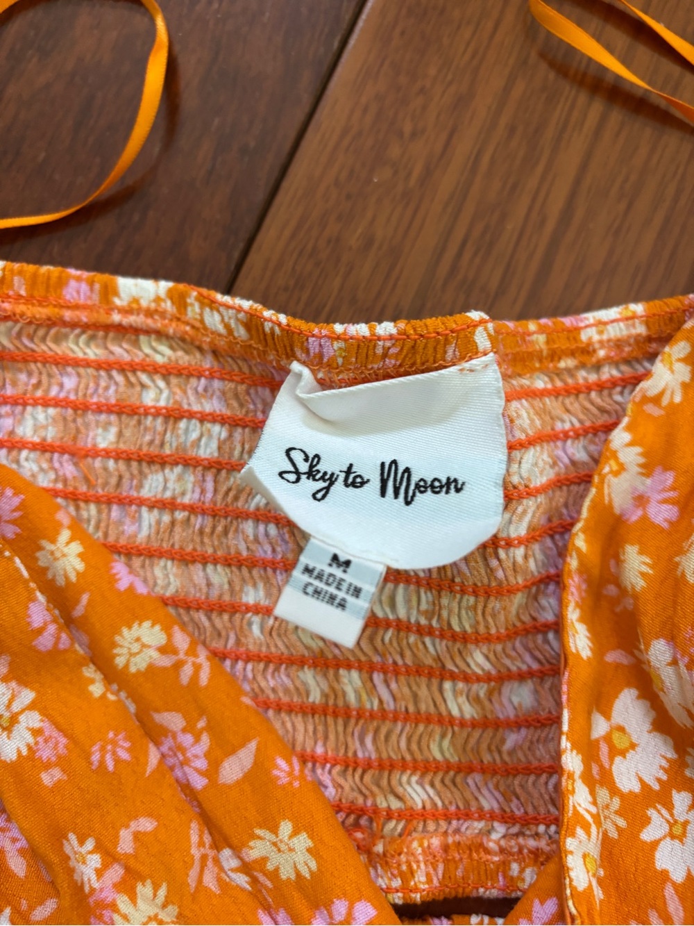 Sky to Moon Orange Floral Tiered Mini Skirt and Tube Top Set - Picture 4 of 4